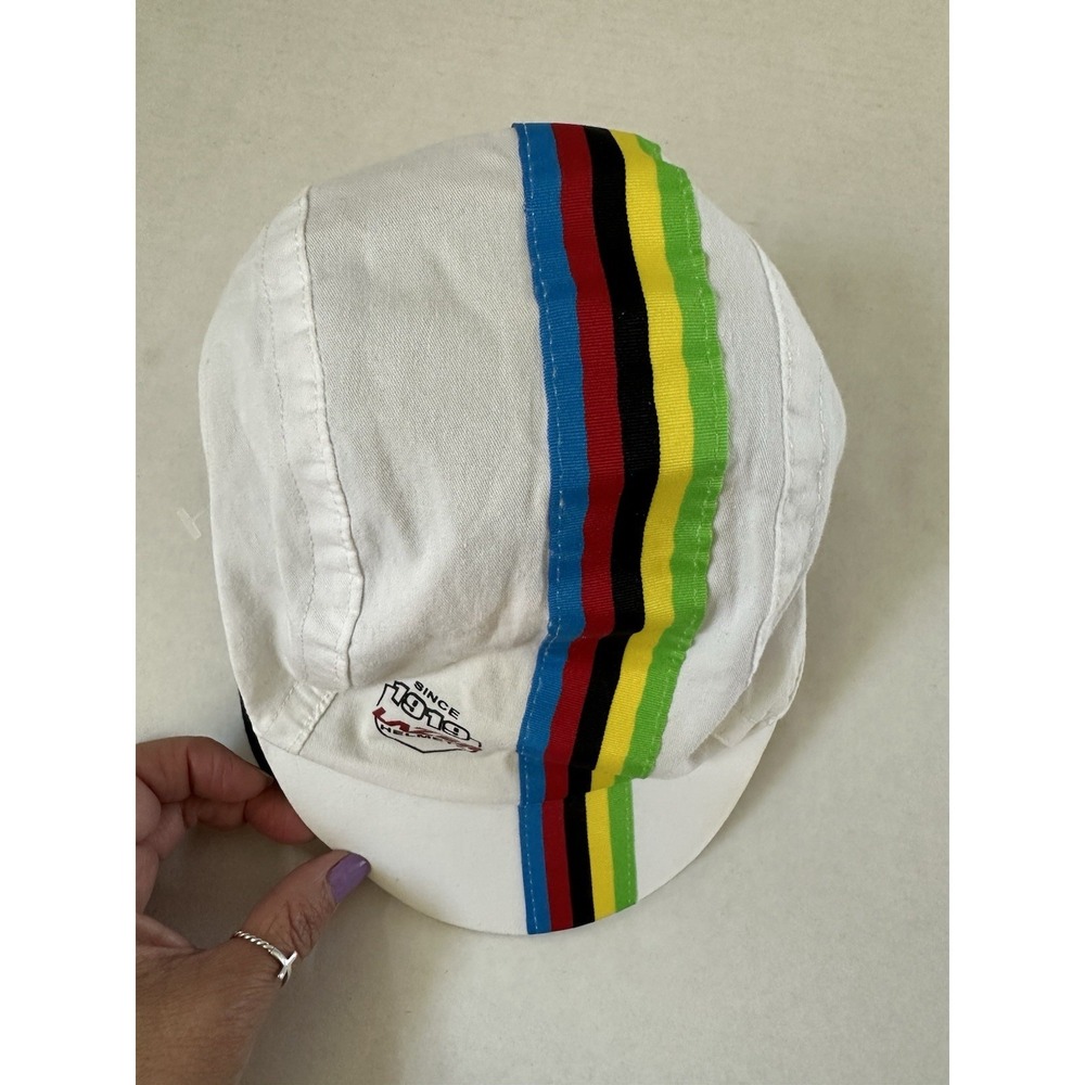 Lazer Helmets Cycling Since 1919 Cap Hat White Colored Racing Stripes Front Logo